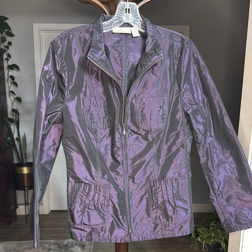 Chico's Purple Utility Jacket with Lightweight Fabric and Relaxed Fit